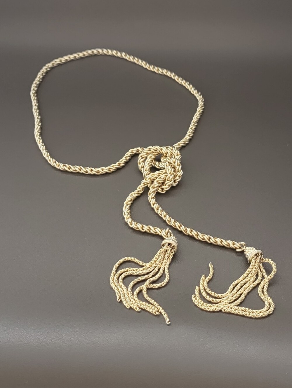 Kendra Scott Gold Tone Rope Tassel Lariat Necklace | Signed Designer Statement